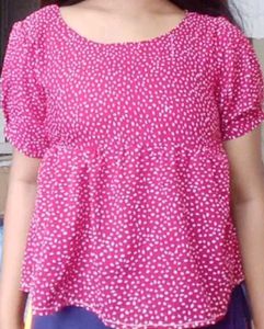 Red &amp; White Spotted Peplum Top
