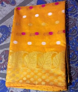 Yellow Polka Dot Saree