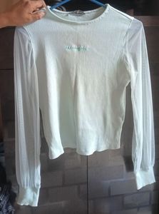Cute Sheer Sleeve Top