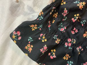 Floral Black Crop Top