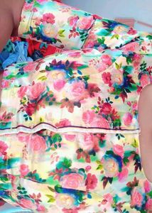 Flowers Design Blouse. Boat Neck .