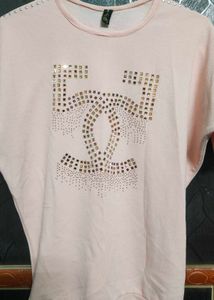 Peach Casual Top For Girls