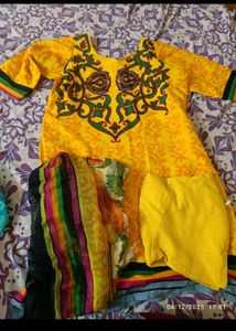 L-xl size Yellow Printed Salwar Suit Set