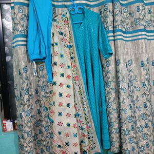Velvet Chand Work Reyon , Anarkali Style Suit