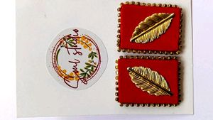 Red &amp; Gold Leaf Statement Earrings