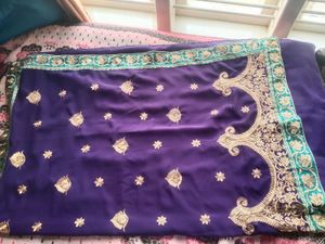 Elegant Purple Saree With Blouse