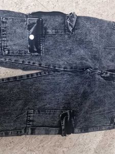 Acid Wash Cargo Jeans