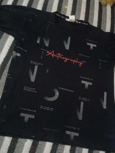 Black Typography Print T-Shirt
