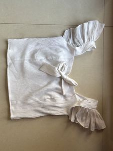 White Ruffle-Sleeve Bow Top