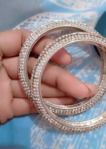 Sparkling Silver Bangles (Set of 2)
