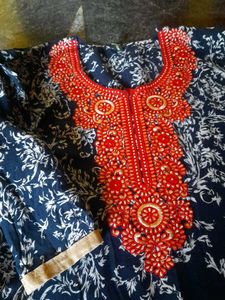 Blue &amp; White Printed Kurti