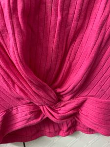 Hot Pink Ribbed Crop | Twist Front | Soft &amp; Trendy