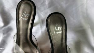 Clear-Strap Stilettos with Chain Accent
