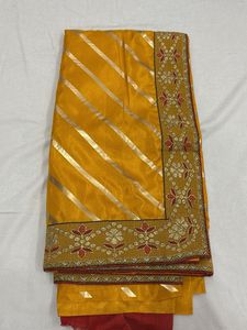 Elegant Yellow Striped Saree