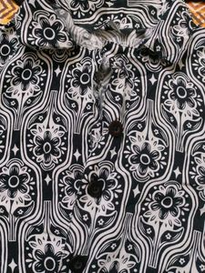 Floral Black and White Button Down Shirt