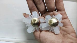 white floral earrings