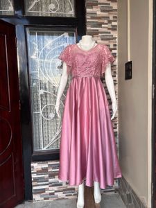 Vintage Pink Lace &amp; Satin Dress