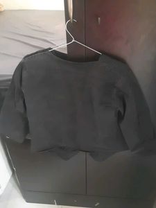 Black Cropped Button-Up Jacket