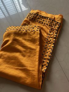 Mustard Embroidered Saree