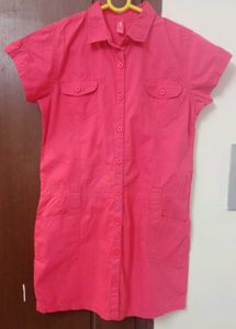 DJ &amp; C Solid Dress for Girls (Pink, 15-16 Years)