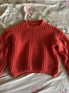 Coral Knit Mock Neck Sweater