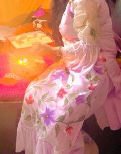 Purple Lavender Hand Painted Organza Suit