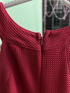 Maroon Fit And Flare Dress