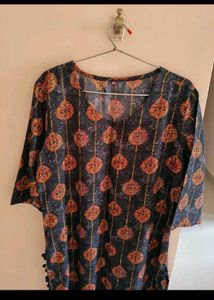 Patterned Pom-Pom Trim Tunic