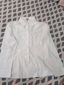 Cream colour Shirt With Multicolour Lines