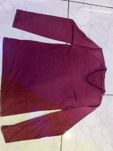 Maroon Long Sleeve V-Neck Tee