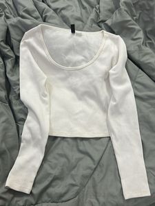 H&m White Ribbed Top