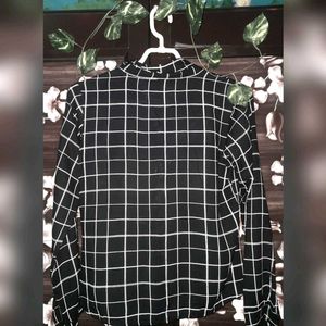 Grid Print Button-Down Shirt