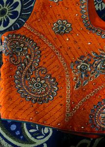 Teal Green And Orange Lehnga