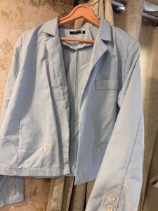 Blue Cropped Blazer, Bust- 36/38