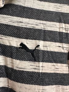Original Puma Jacqaurd Stripped Polo Neck Grey Tee