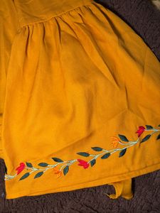 Mustard Floral Embroidered Top