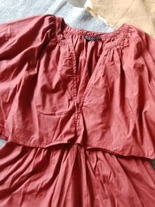 Red Dress with Cape Sleeves