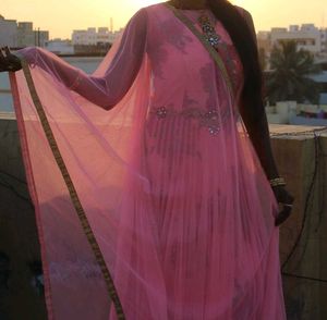 Pink Net Anarkali Dress