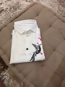 White Bird Print Shirt