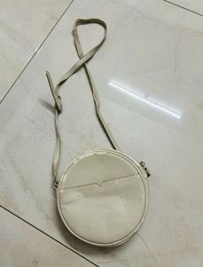 Beige Leather Sling Bag