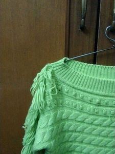 Green Fringe Knit Sweater