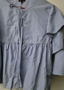 Striped Blue Flare Shirt-Coat – Breezy &amp; Beautiful
