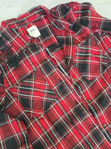 Red Plaid Shirt Dress