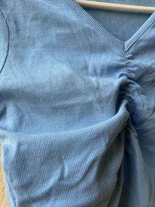 Cute Blue ribbed Crop Top