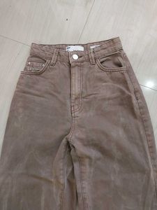 Washed Brown Straight Pants