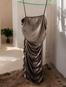Price Dropped Metallic Ruched Party Hot Dress