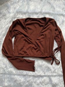 Brown Lace Crop Top