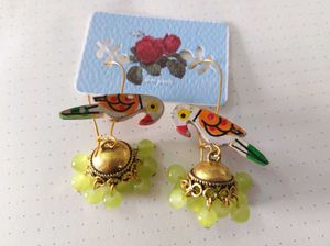 Tota Parrot Jhumka Earring Ethnic Contemporary