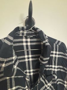 Korean Plaid Black Shirt