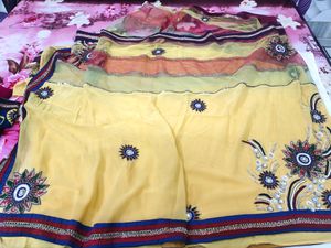 Beautiful Yellow base Saree For Wedding N Haldi To